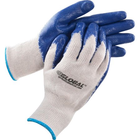 GLOBAL INDUSTRIAL Latex Coated String Knit Work Gloves, Natural/Blue, X-Large, 1-Dozen 708355XL